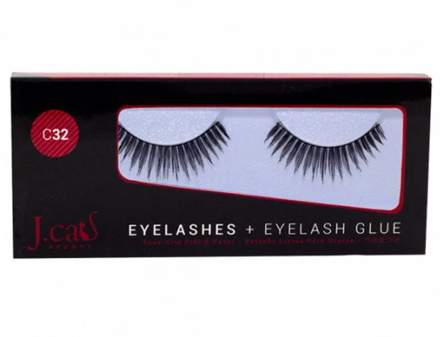 J Cat Eyelashes & Eyelash Glue - Option : C32