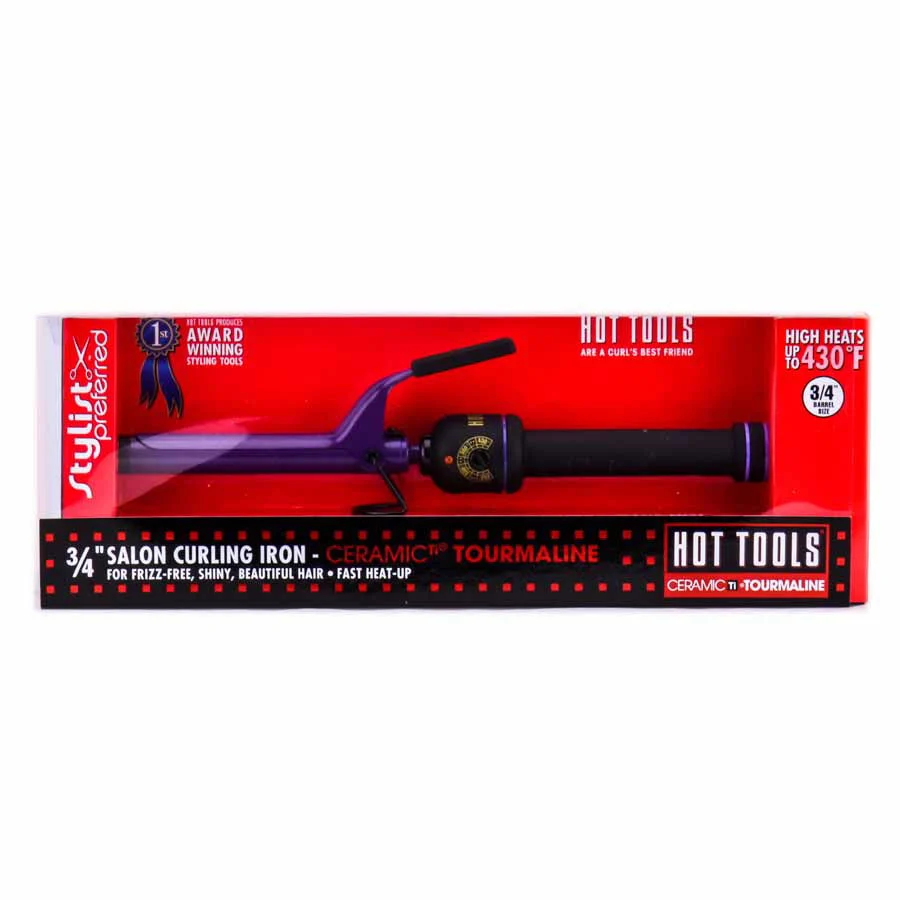 Ceramic Tourmaline Salon Curling Iron - Option : 3/4" barrel