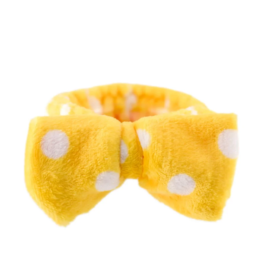 Beauty Spa Headband - Color: Yellow / White Polkadots