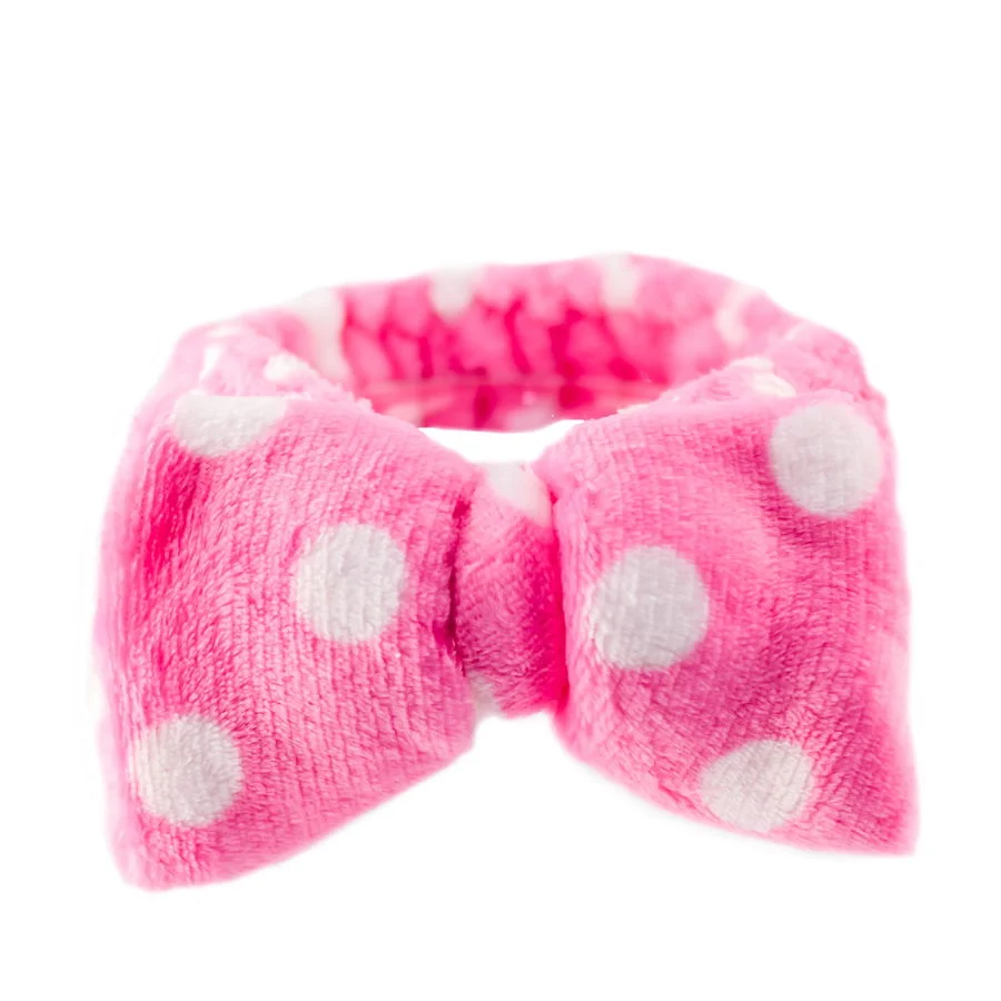 Beauty Spa Headband - Color: Pink / White Polkadots