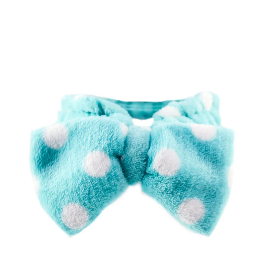 Beauty Spa Headband - Color: Blue / White Polkadots