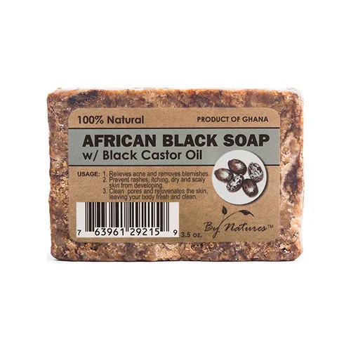 By Natures 100% African Black Soap with Black Castor Oil 3.5 oz.