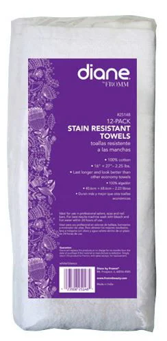 Diane 12 Pack Stain Resistant Towels - White