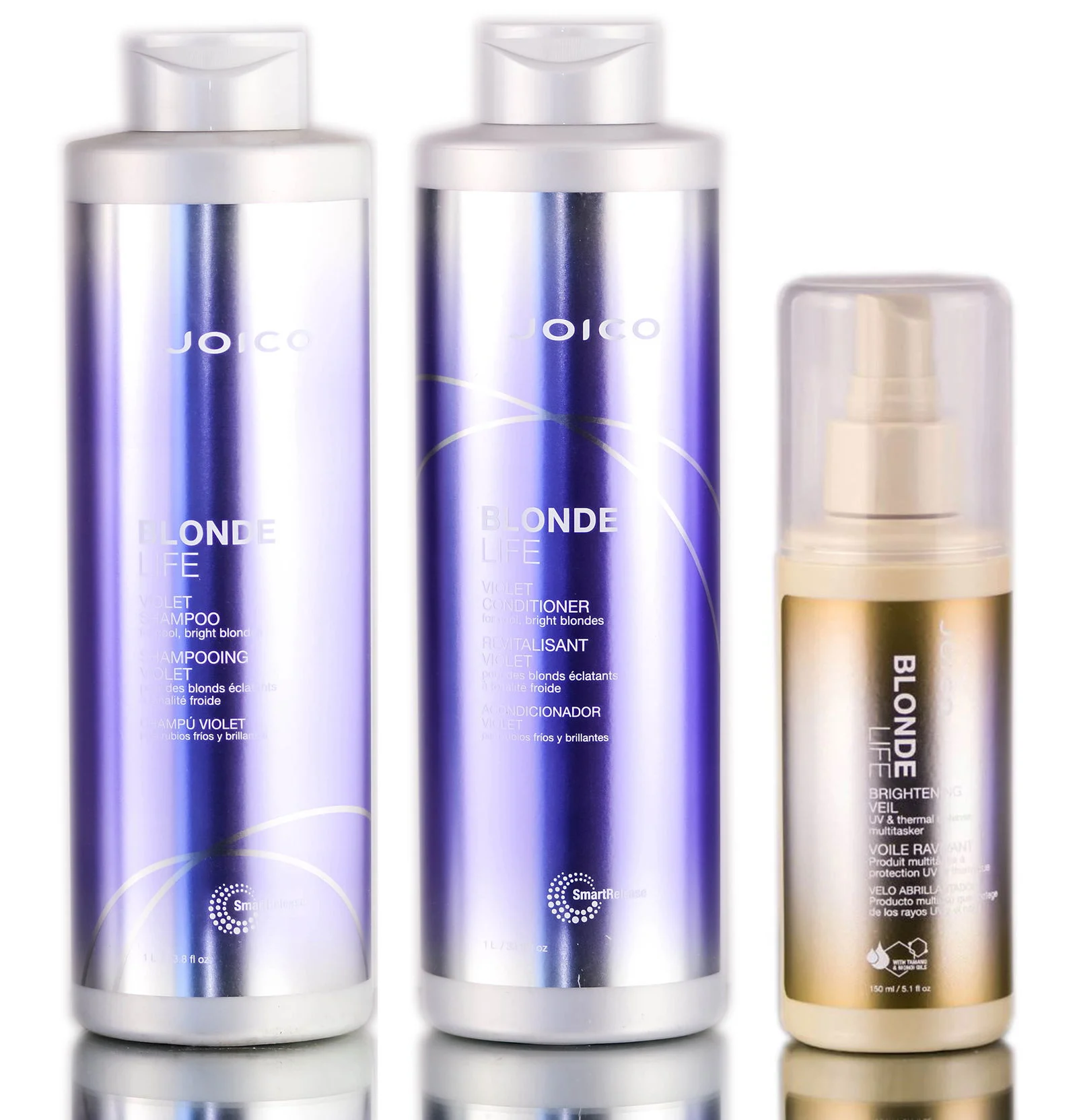 Blonde Life Violet Shampoo & Conditioner & Brightening Veil - Refill Set