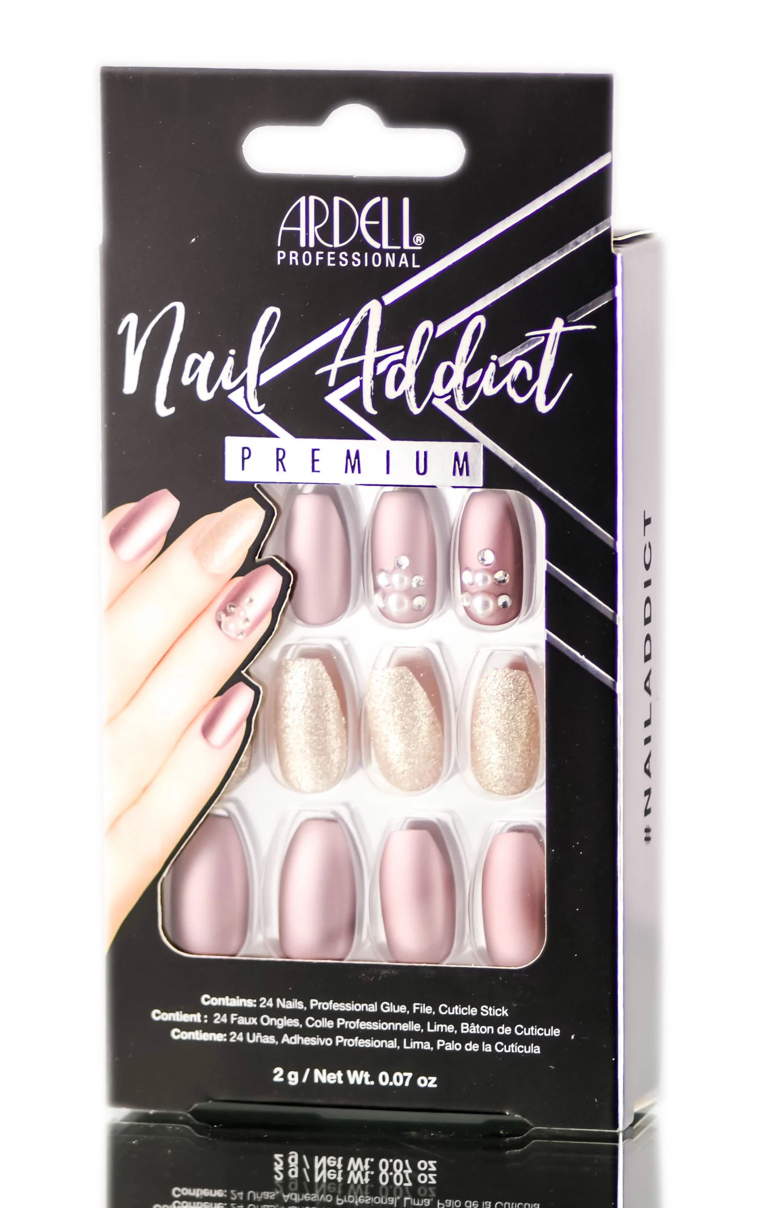 Ardell Nail Addict Premium Artificial Nail Set - Metallic Lilac Pearl