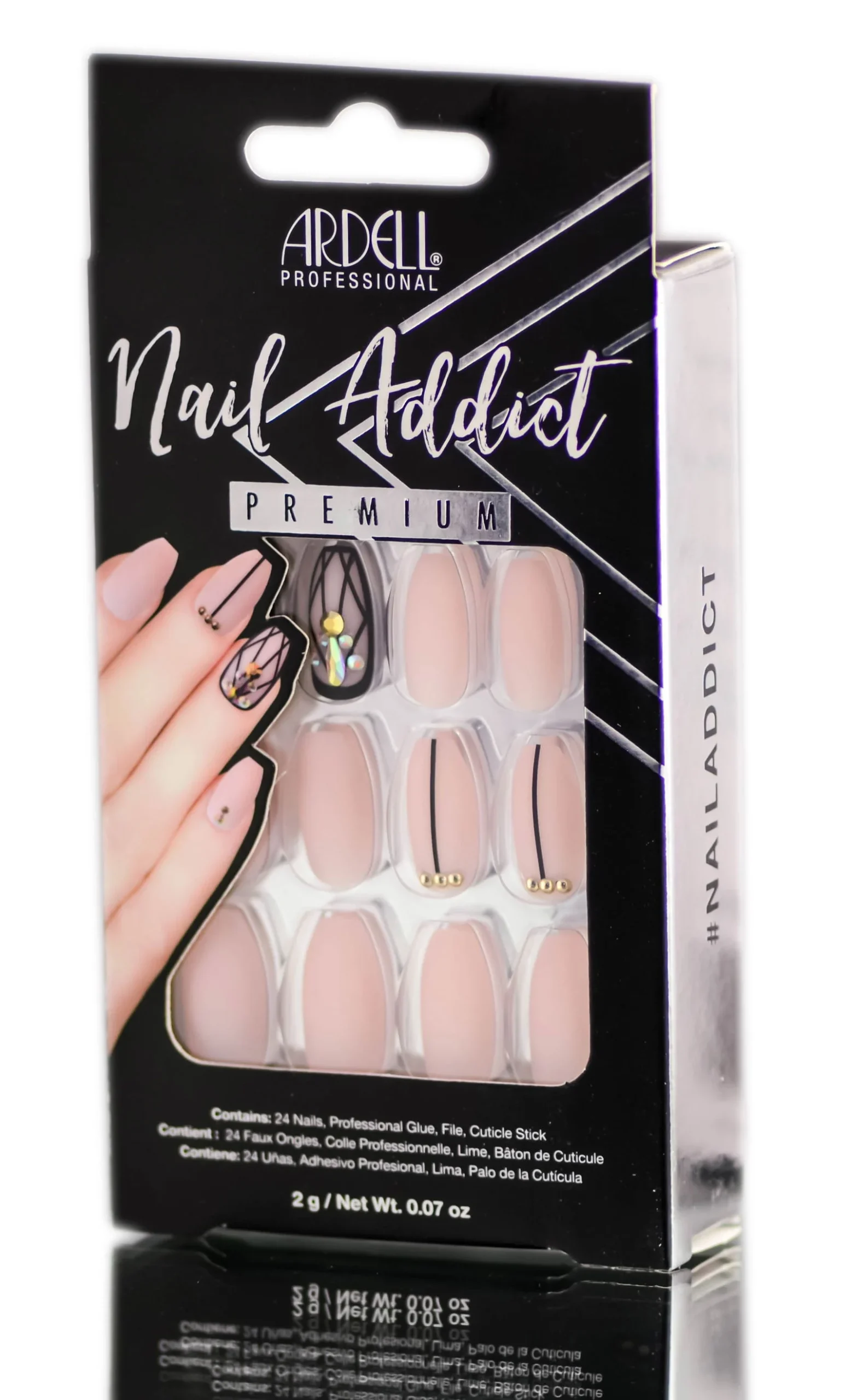 Ardell Nail Addict Premium Artificial Nail Set - Blush Geometric Crystals