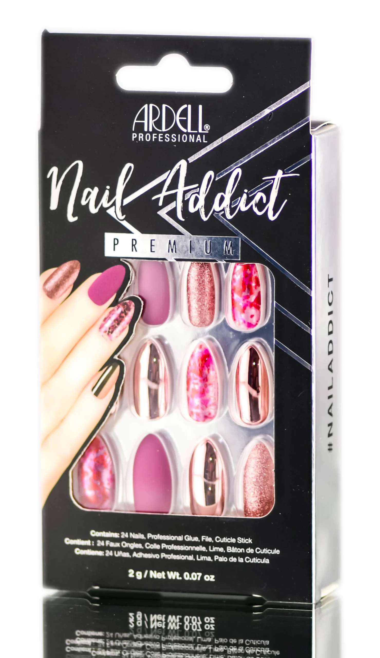 Ardell Nail Addict Premium Artificial Nail Set - Chrome Pink Foil