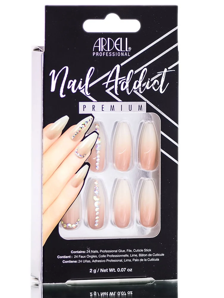 Ardell Nail Addict Premium Artificial Nail Set - Nude Light Crystals