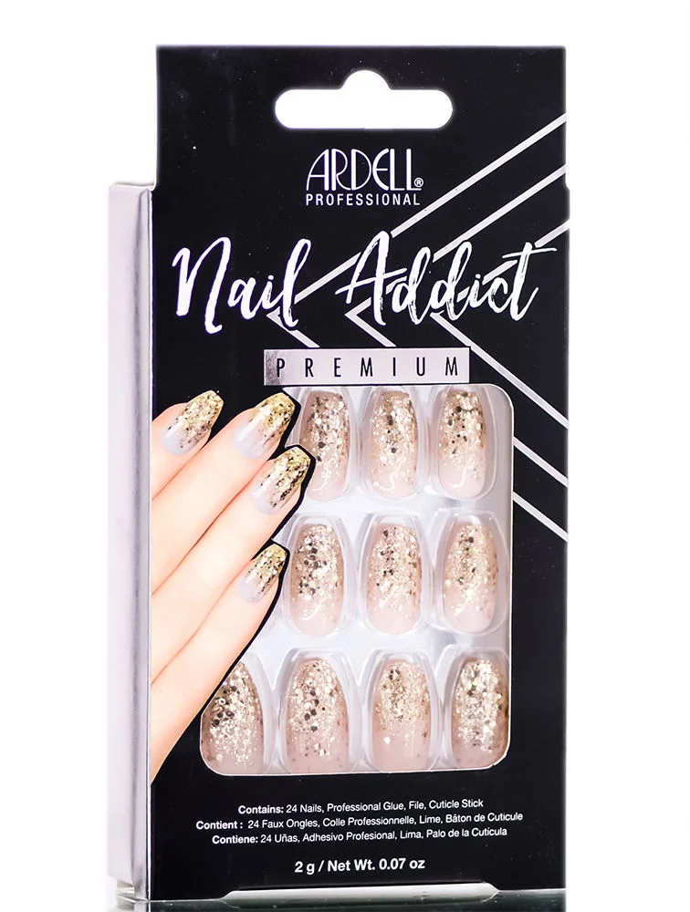 Ardell Nail Addict Premium Artificial Nail Set - Dripping in Gold