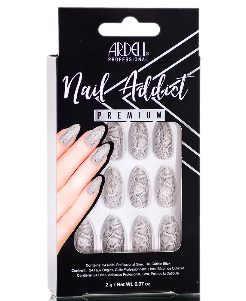 Ardell Nail Addict Premium Artificial Nail Set - Grey Python