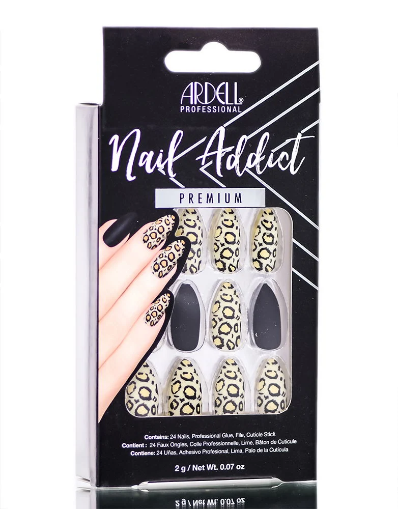 Ardell Nail Addict Premium Artificial Nail Set - Black Leopard