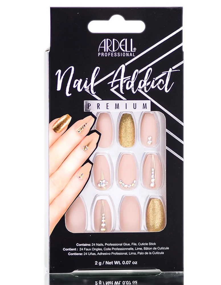 Ardell Nail Addict Premium Artificial Nail Set - Nude Jeweled