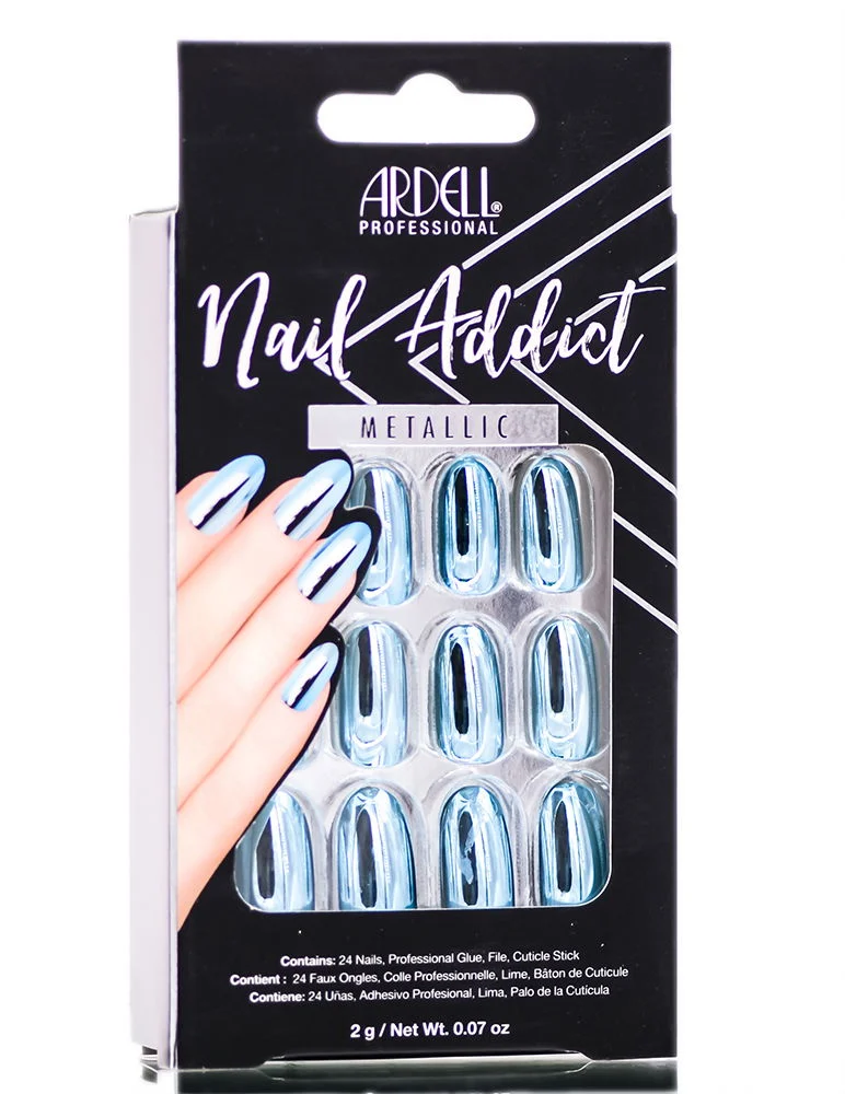 Ardell Nail Addict Metallic Artificial Nail Set - Metallic Blue