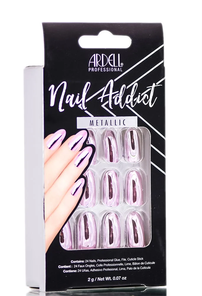 Ardell Nail Addict Metallic Artificial Nail Set - Metallic Pink