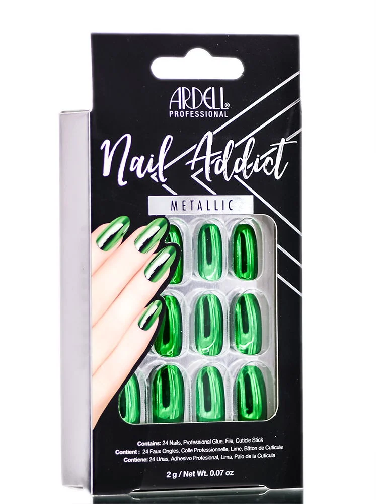 Ardell Nail Addict Metallic Artificial Nail Set - Metallic Green
