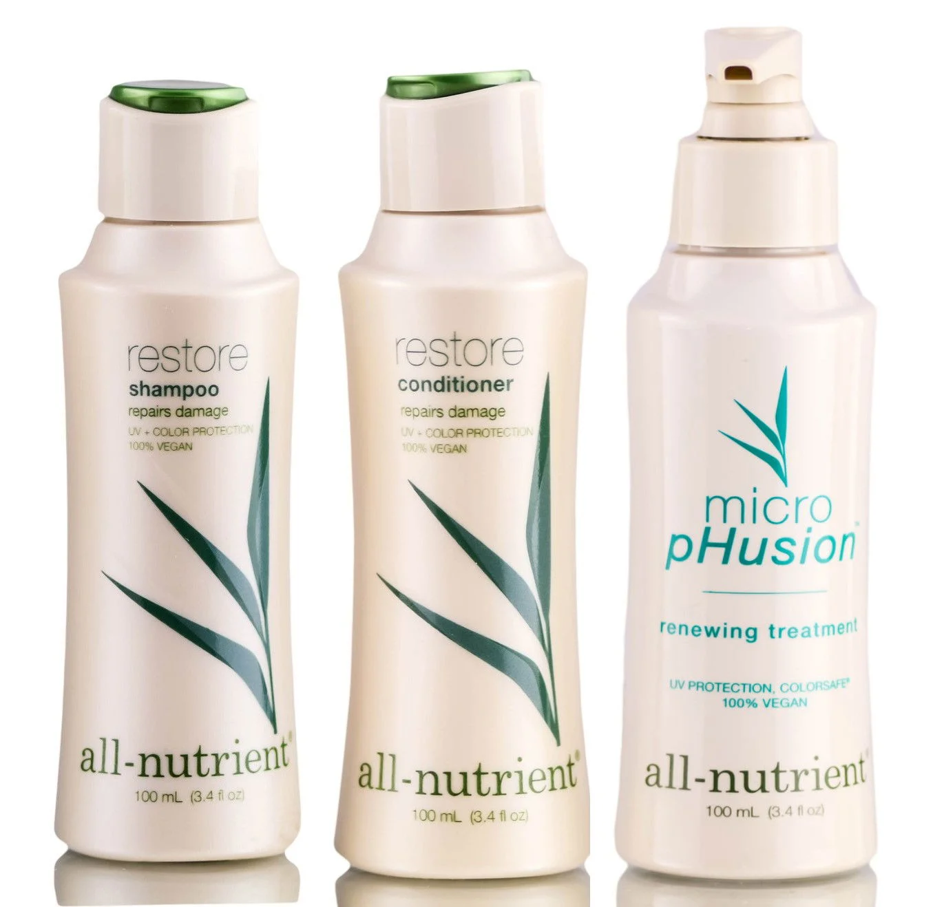 All-Nutrient Restore Repair Damage And Split Ends Shampoo & Conditioner & Renewing Treatment - 3.4 oz / 3.4 oz / 3.4 oz