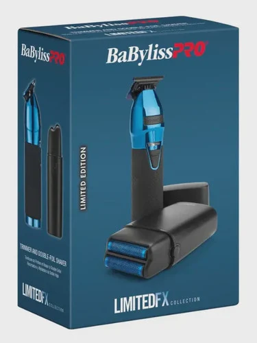 BaBylissPRO LimitedFX Black & Blue Trimmer and Double Foil Shaver Set – FXDUOFS2TBL
