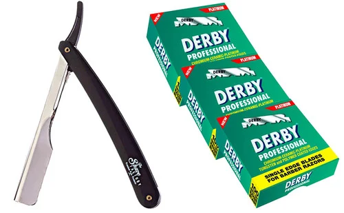 Derby Single Edge Blades Value Pack 300 Blades with Straight Razor