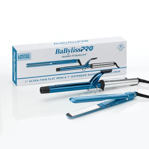 BaBylissPRO Ultra-Thin Flat Iron 1'' & Extended-Barrel Curling Iron 1"
