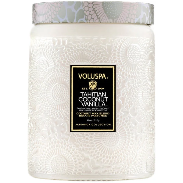 Voluspa Large Jar Candle Tahitian Coconut Vanilla 18 oz