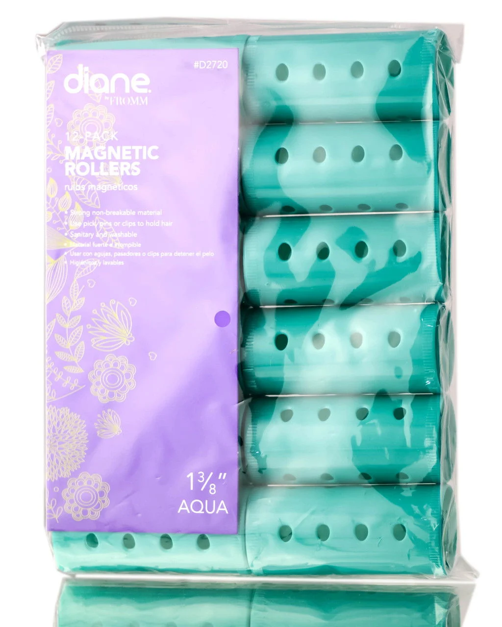 Diane Aqua Magnetic Rollers - 1" 3/8 / 12 Pack