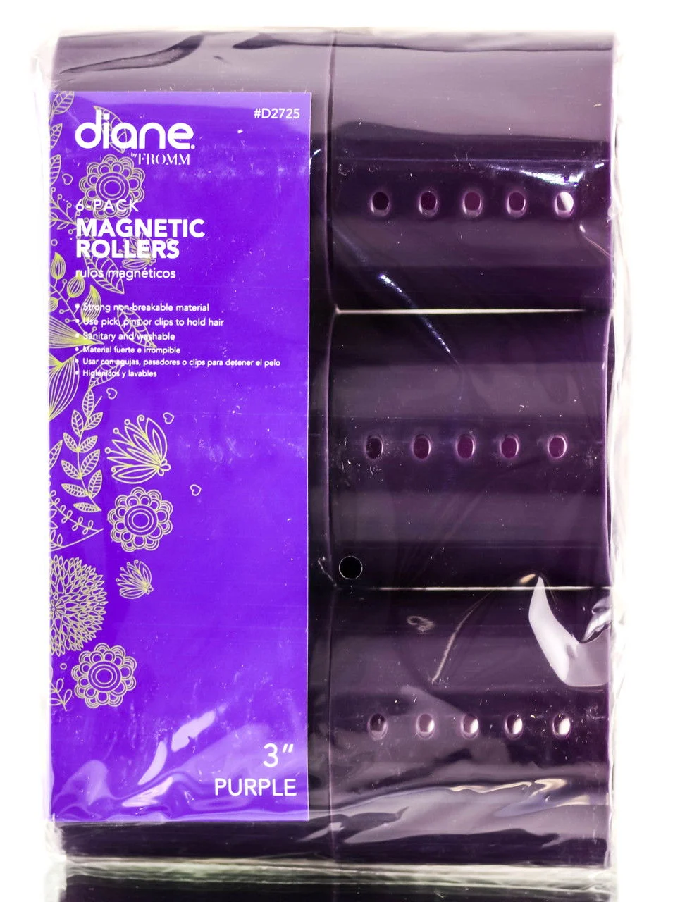 Diane Purple Magnetic Rollers - 3" Purple / 6 Pk