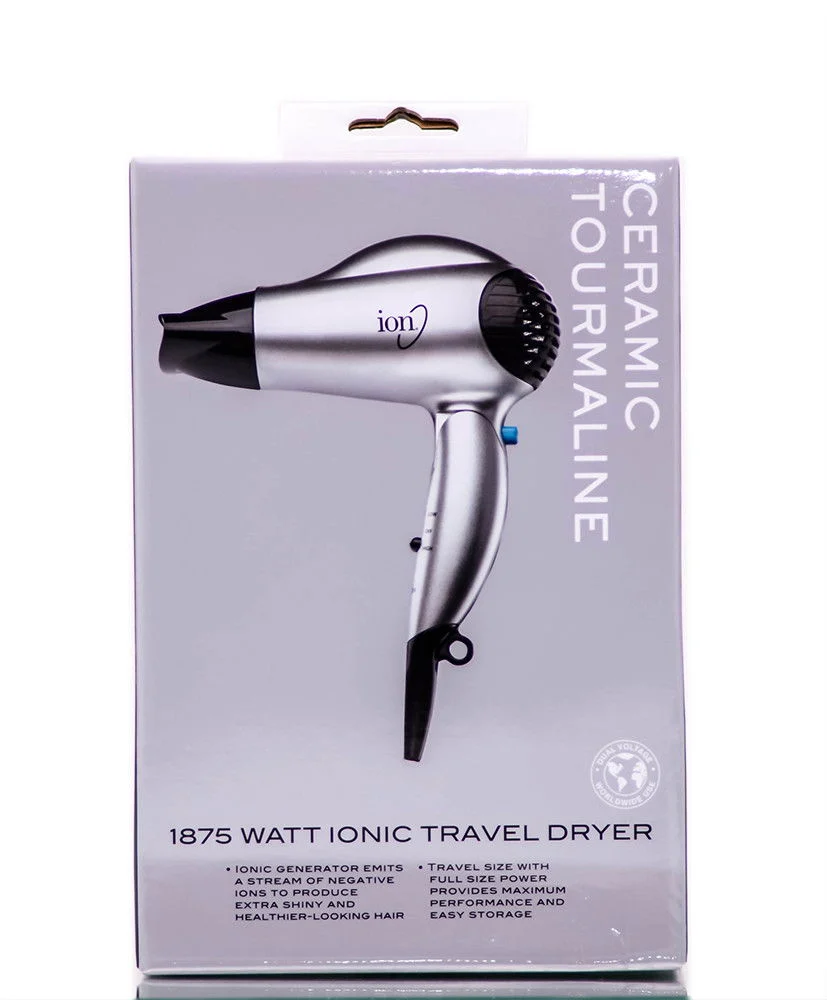 Ceramic Tourmaline 1875 Watt Ionic Travel Dryer - Silver