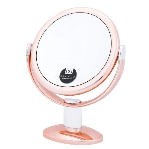 Danielle Handheld Mirror 10x-White + Rose Gold Hinge