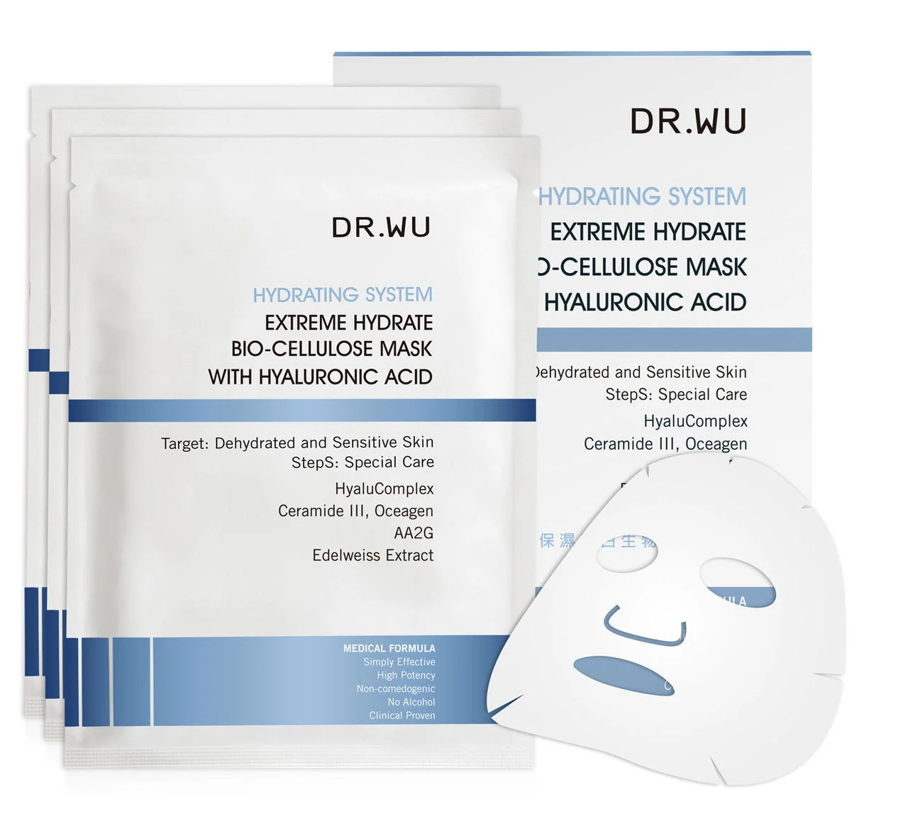 Dr.Wu Hydrating System Extreme Hydrate Bio-Cellulose Mask Hyaluronic Acid - 3 PC