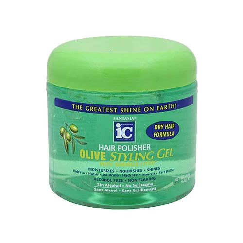 IC Fantasia Hair Polisher Olive Styling Gel with Sparkle Lites 16 oz