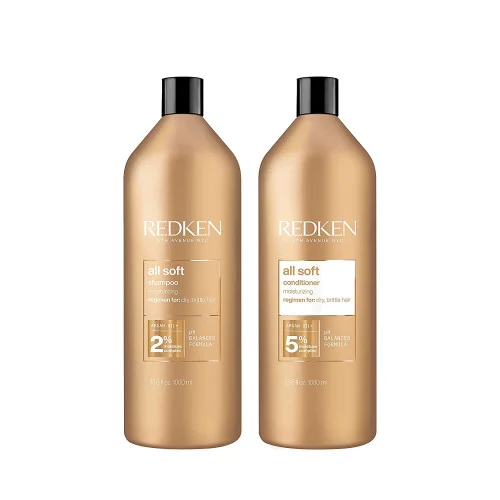 REDKEN All Soft Shampoo & Conditioner Liter Size Combo Set 33 oz.