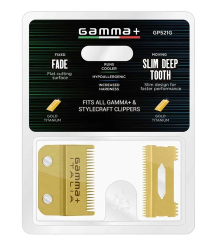 Gamma+ Replacement Fixed Gold Fade Blade w/Slim Deep Tooth Cutter
