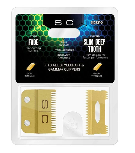 StyleCraft Gold Slim Deep Tooth Fixed Fade Clipper Blade SC521G