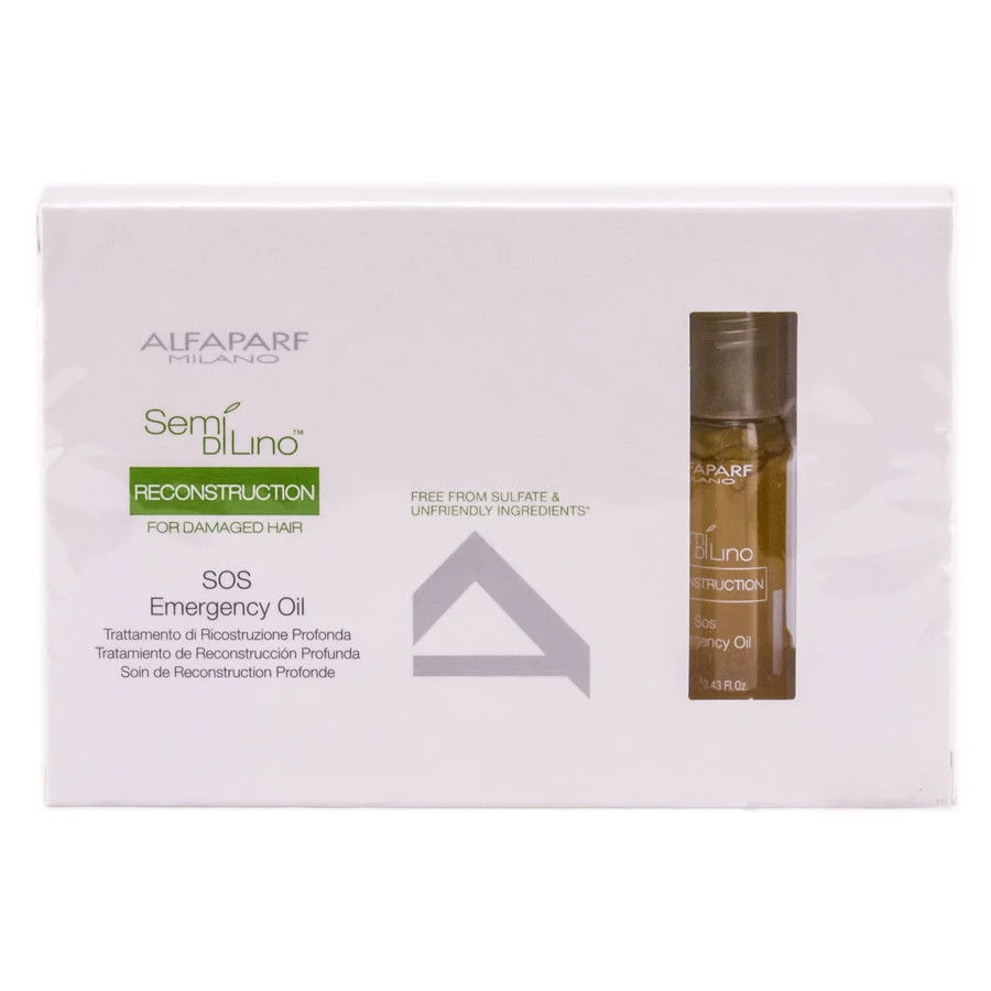 Alfaparf Semi Di Lino Reconstruction Sos Emergency Oil - Option : 6 Vials x 0.43 oz