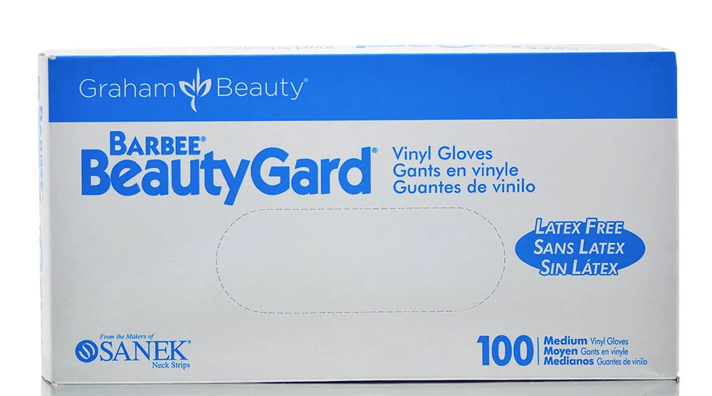 Barbee Beauty Gard Vinyl Gloves - Medium 100 pcs/box