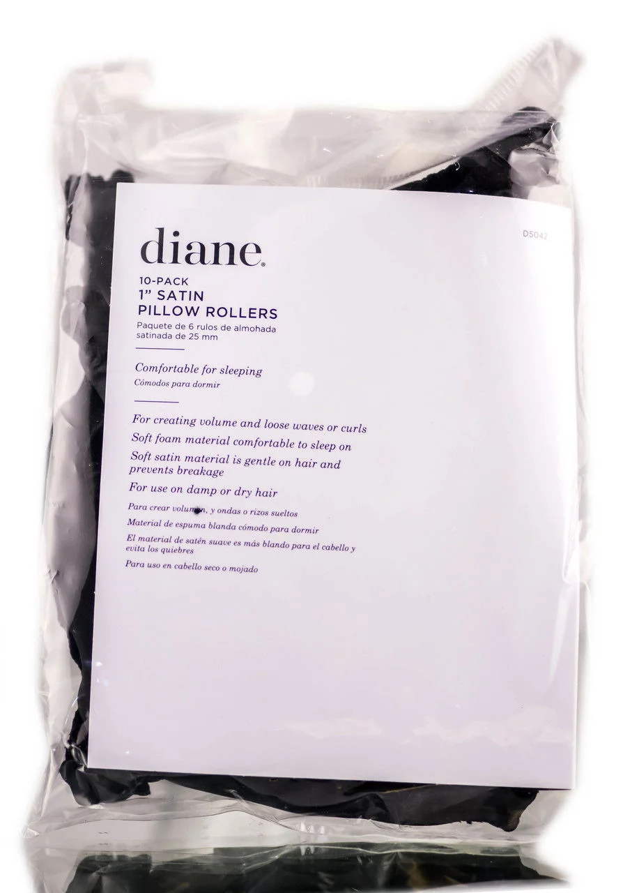 Diane 1" Black Satin Pillow Rollers - 10 pc