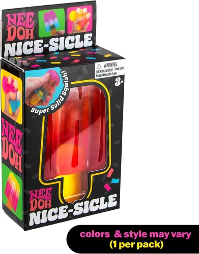 NeeDoh Nice-Sicle Popsicle Sensory Squish Toy Assorted Colors – Soft Slow-Rise Fidget Toy for Ages 3+ (1 Random color)