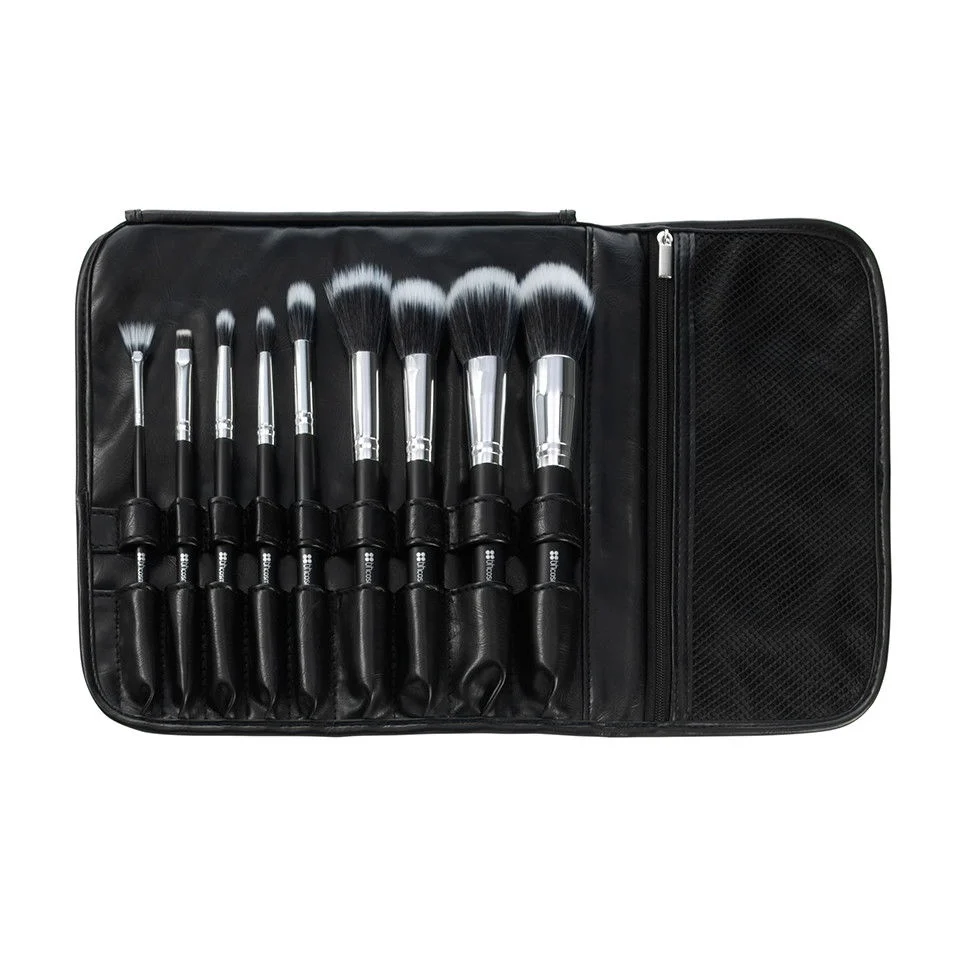 Dual Fiber 9 Piece Brush Set with Black Brush Roll - Option : 9 Piece