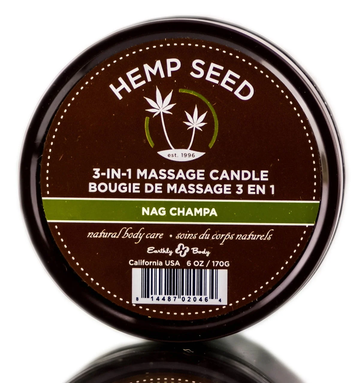 Earthly Body Hemp Seed 3-in-1 Massage Candle Nag Champa - 6 oz
