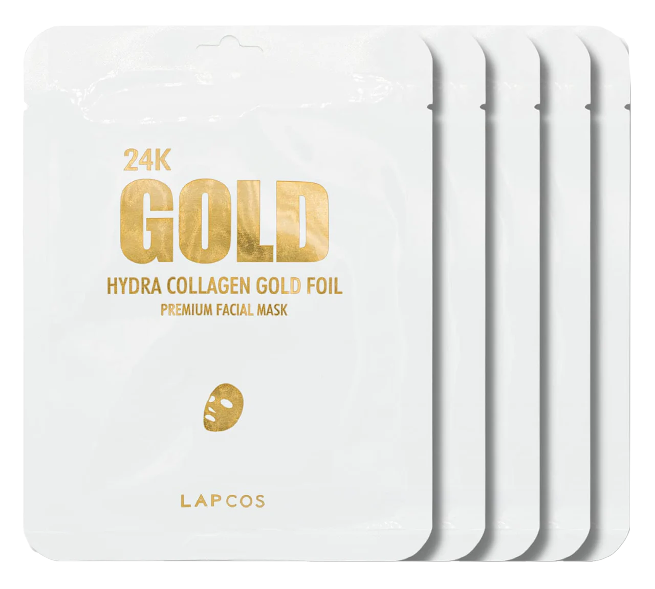 24K Gold Hydra Collagen Gold Foil Premium Facial Mask - 5 Pack