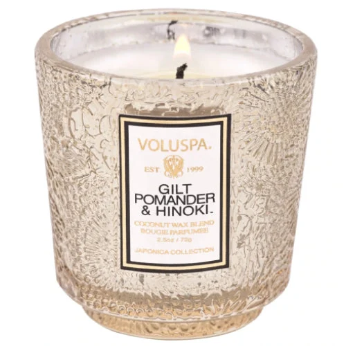 Voluspa Petite Pedestal Candle-Gilt Pomander and Hinoki