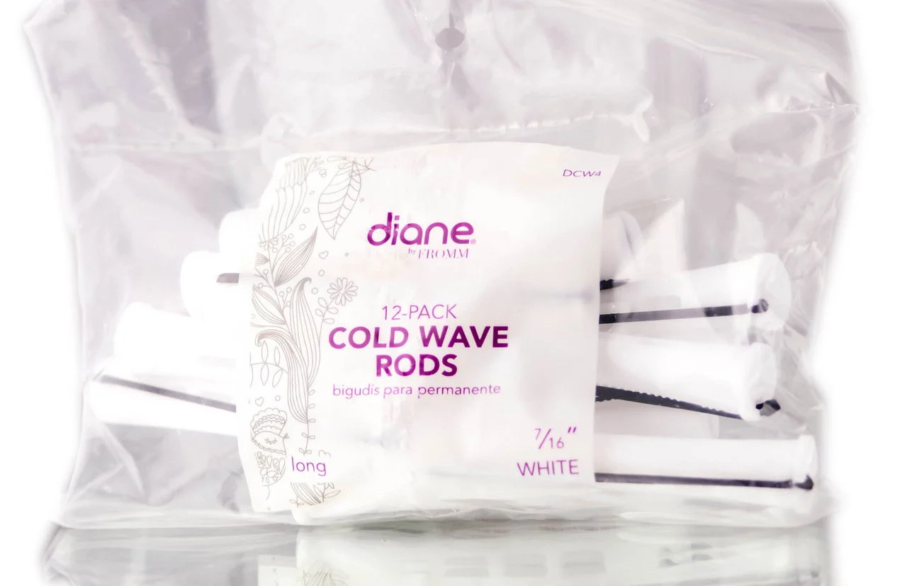 Diane 12 PC White Cold Wave Rods - 7/16" - Long