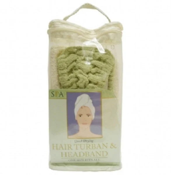 SWISSCO SPA TERRY HAIR TURBAN AND HEADBAND