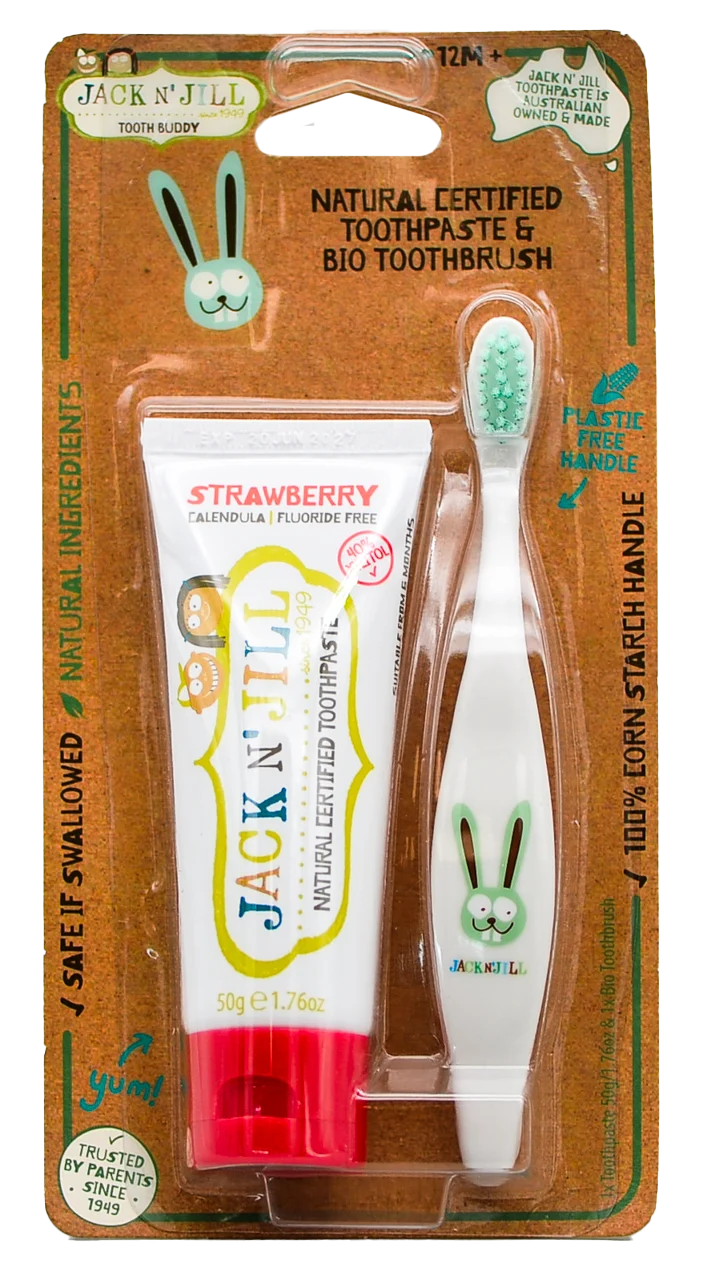 Natural Certified Toothpaste & Kid's Bio Toothbrush Duo - Strawberry